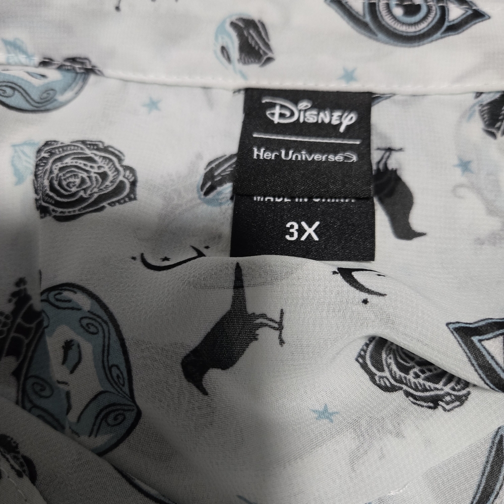 Disney Eye Pattern Button-Down Shirt With Black T… - image 5